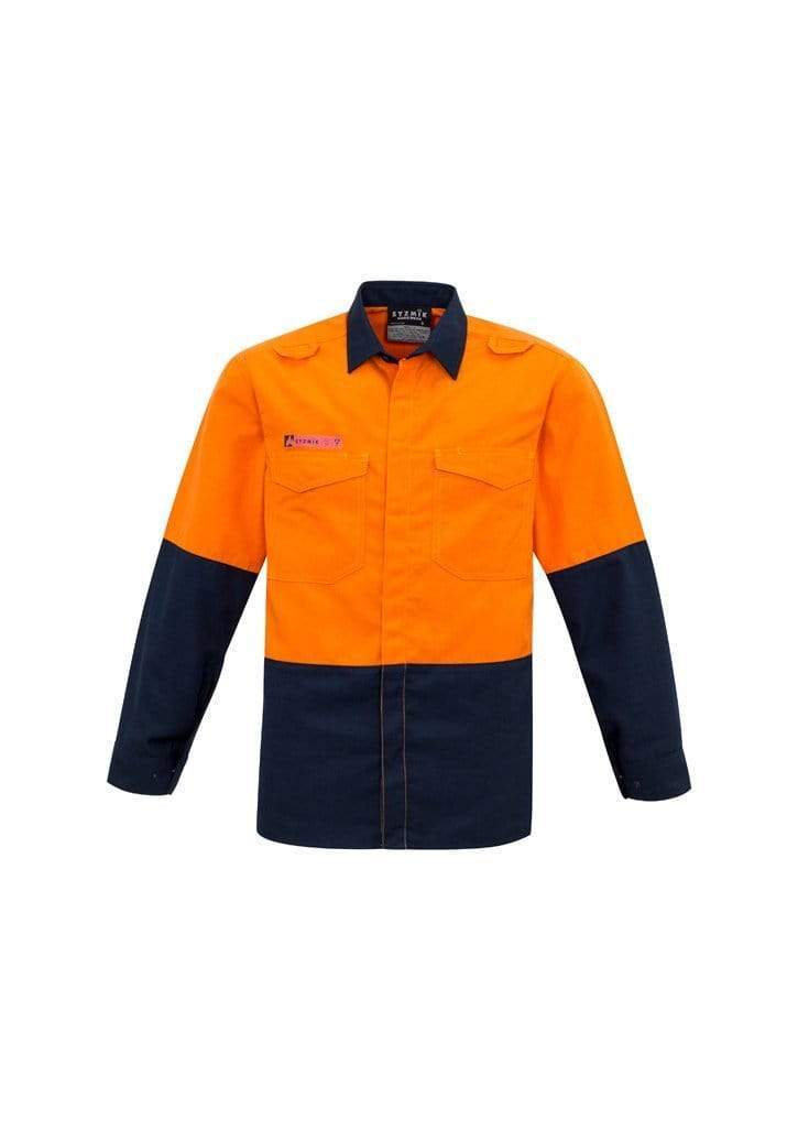 SYZMIK Men’s Hi Vis Spliced Shirt ZW138 Work Wear Syzmik Orange/Navy XXS 
